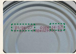 Gros plan sur le couvercle d’une boîte de conserve montrant l’emplacement de la date de durabilité minimale